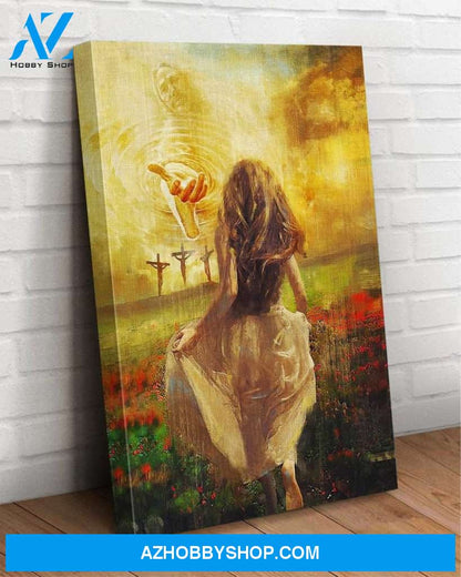 Custom Canvas Run to the beautiful world Jesus Canvas, Jesus The Hand Of God