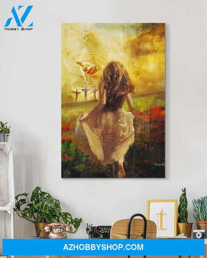Custom Canvas Run to the beautiful world Jesus Canvas, Jesus The Hand Of God