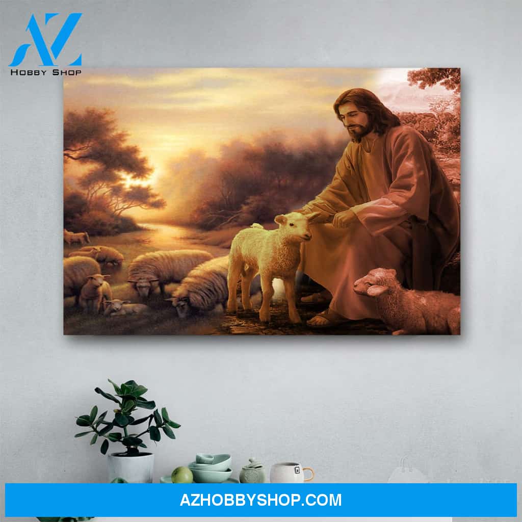 Custom Canvas Sheep In Ihe Arms Of Jesus - Matte Canvas