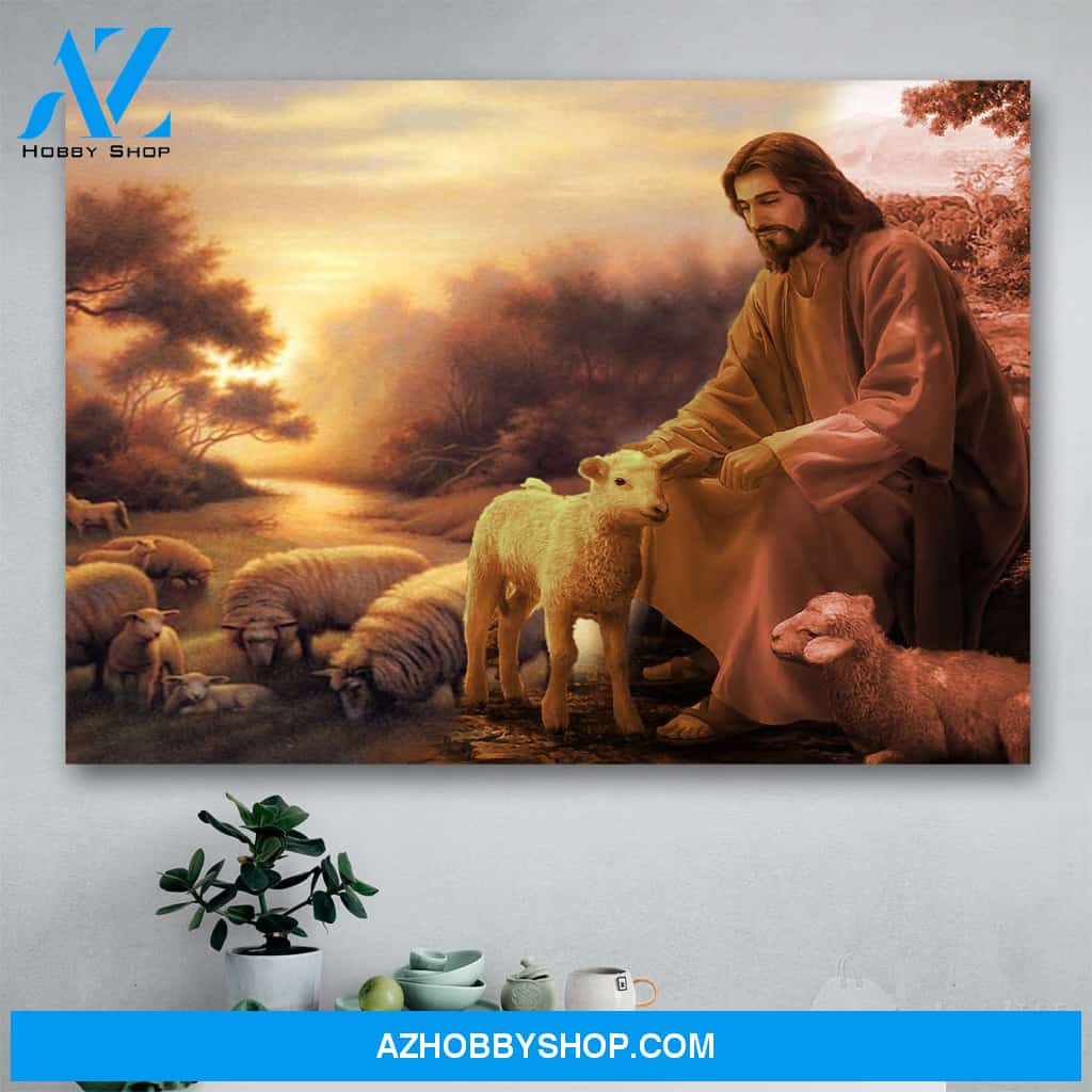 Custom Canvas Sheep In Ihe Arms Of Jesus - Matte Canvas