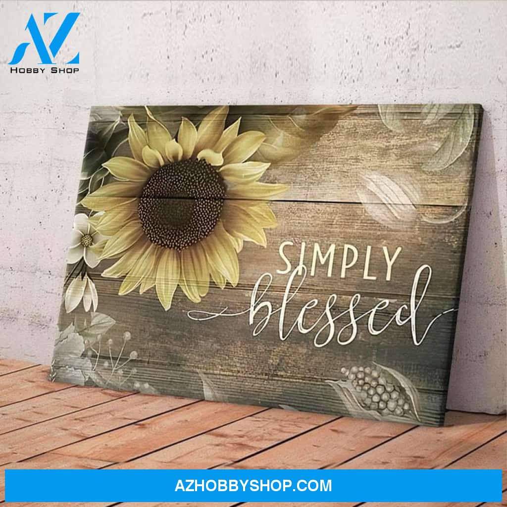 Custom Canvas Simply Blessed Wall Art, Christian Sunflower Wall Art
