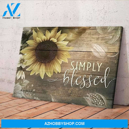 Custom Canvas Simply Blessed Wall Art, Christian Sunflower Wall Art