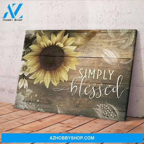 Custom Canvas Simply Blessed Wall Art, Christian Sunflower Wall Art