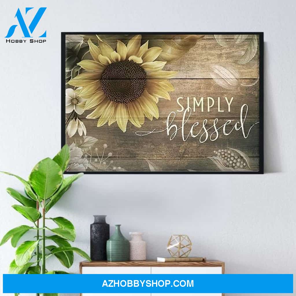 Custom Canvas Simply Blessed Wall Art, Christian Sunflower Wall Art
