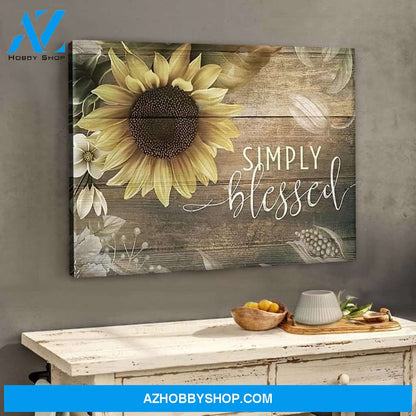 Custom Canvas Simply Blessed Wall Art, Christian Sunflower Wall Art