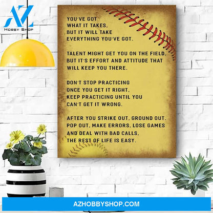 Custom Canvas Softball Canvas Prints Wall Art - Matte Canvas