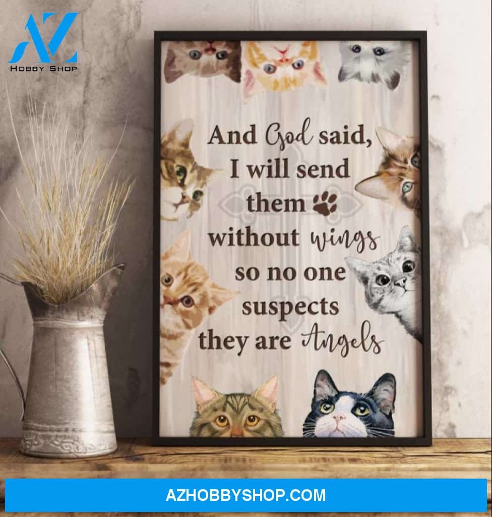 Custom Canvas Special gift for cat lover, Jesus and cat canvas, God Said Cats are angels, Jesus canvas gift for christian