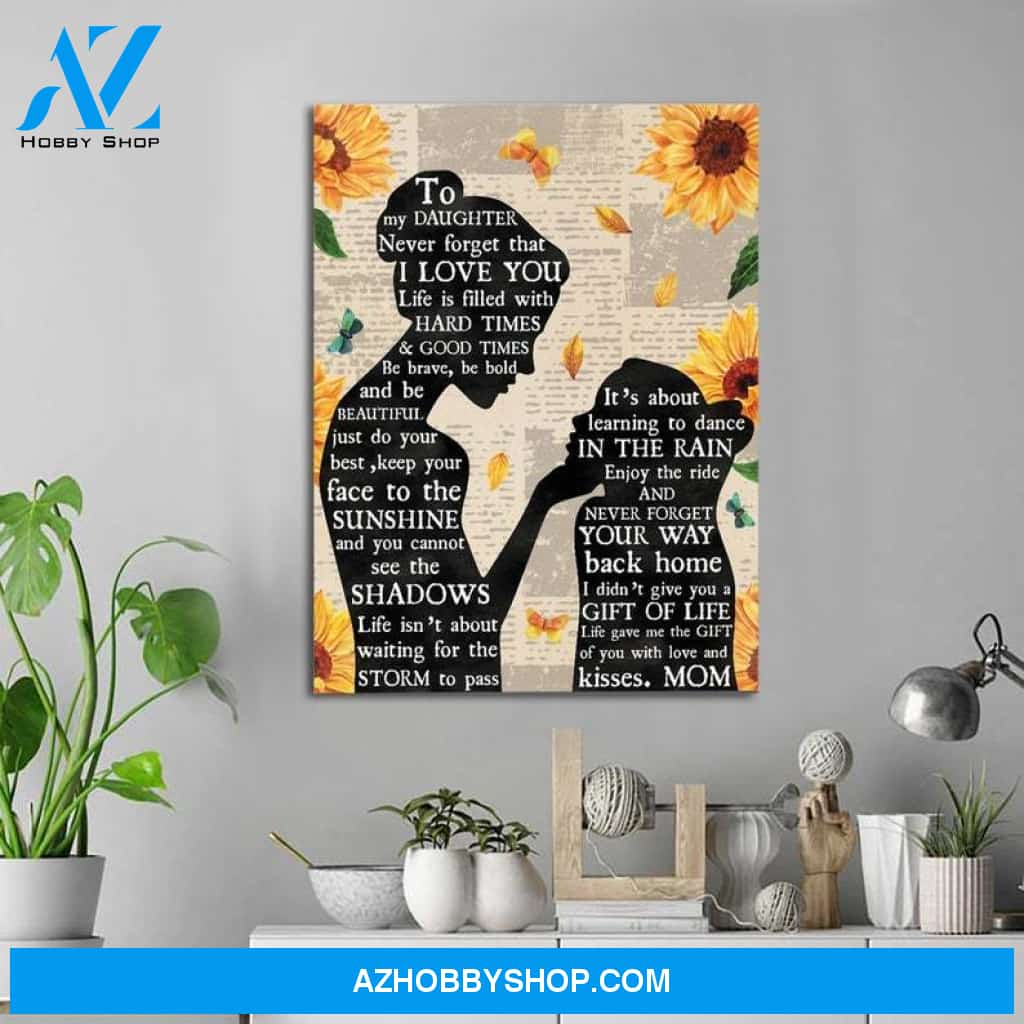 Custom Canvas To My Daughter Never Forget That I Love You Poster, Gift For Daughter, Sunflower Mom and Daughter Poster