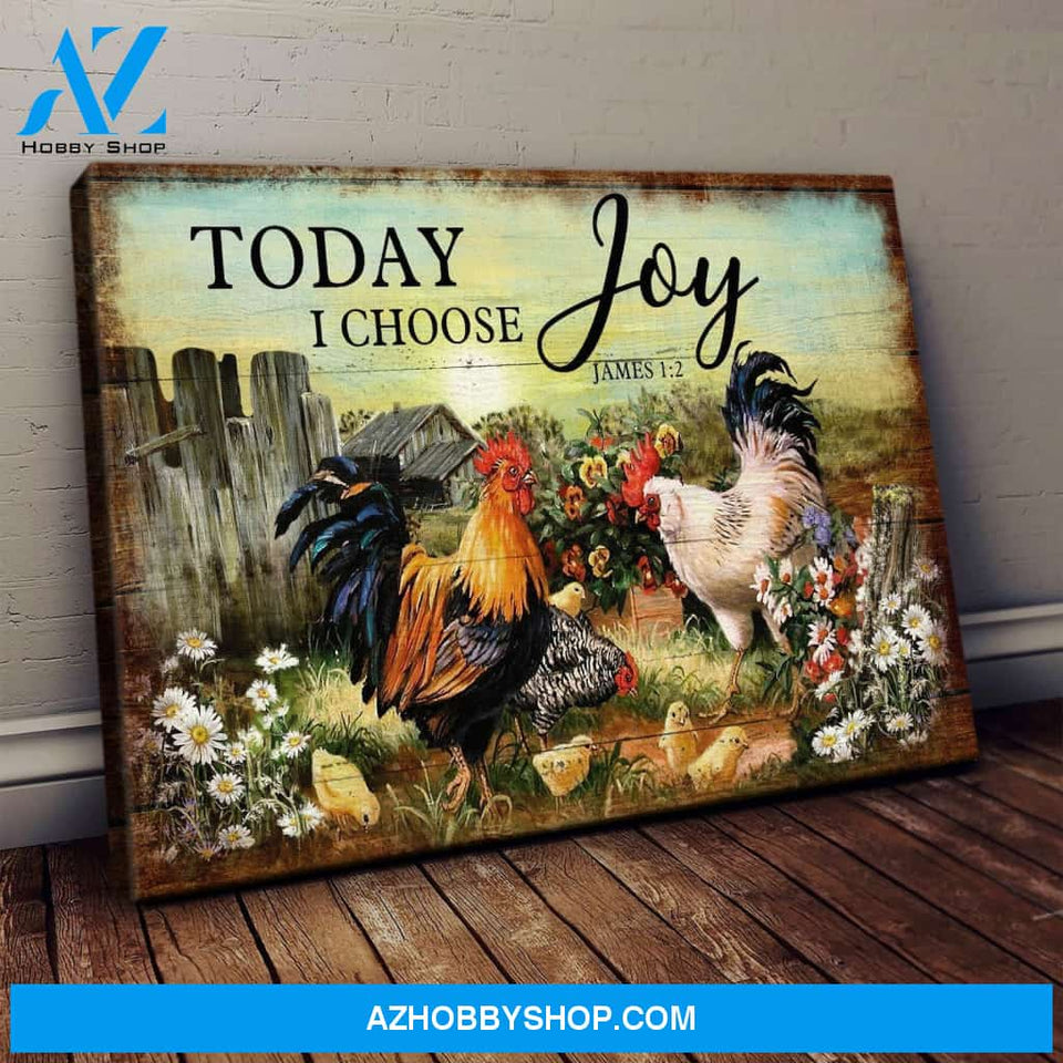 Custom Canvas Today I Choose Joy Canvas, Chicken Canvas, Jesus Canvas