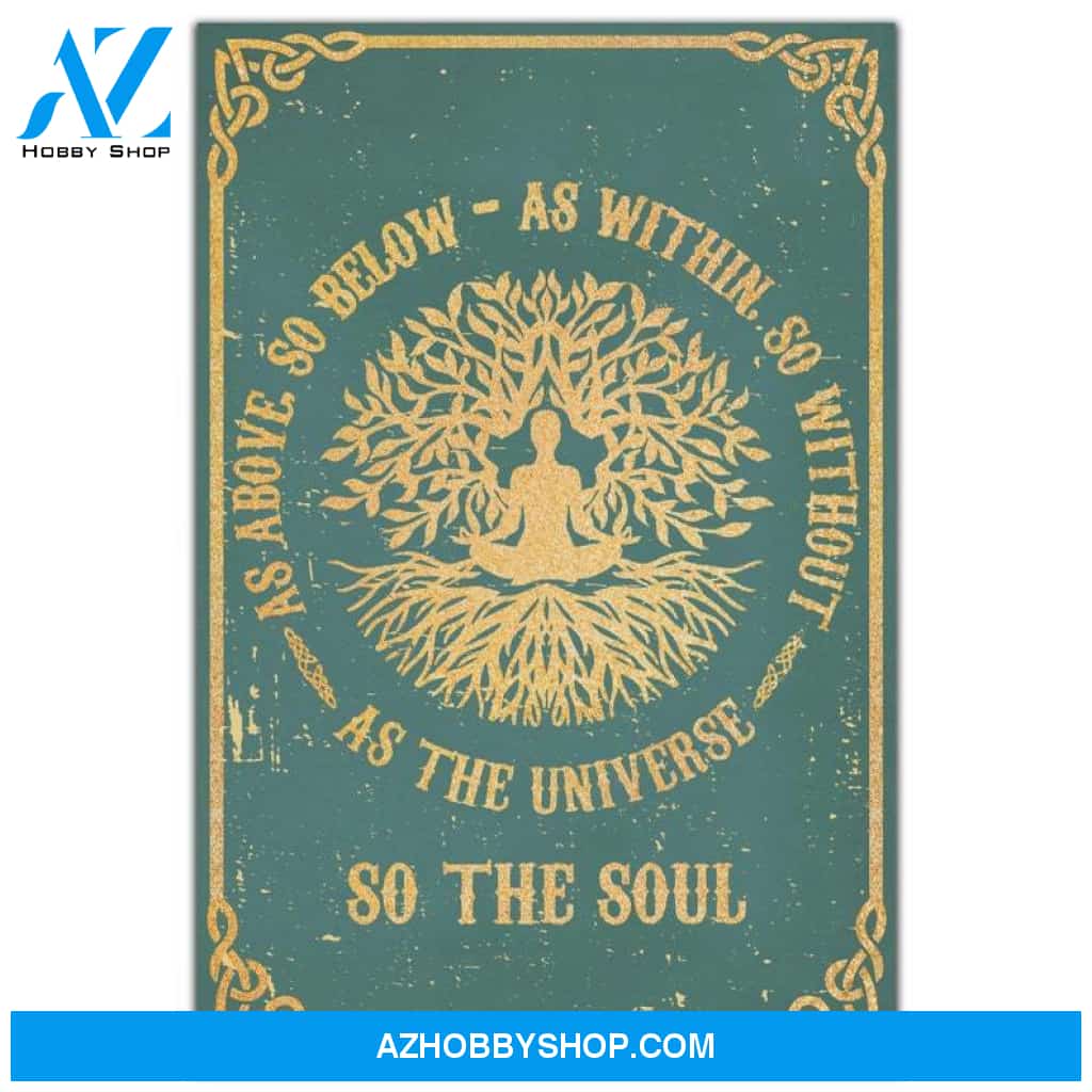 Custom Canvas Yoga , As The Universe So The Soul , Peace Hippie Soul, Tree Of Life