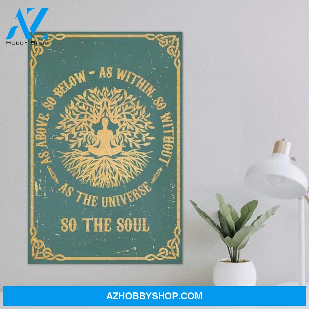 Custom Canvas Yoga , As The Universe So The Soul , Peace Hippie Soul, Tree Of Life