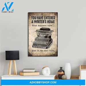 Custom Canvas You Have Entered A Writer's Home Vertical , Writing , Gift for Writers, Patent Print of a Typewriter, Patent Art Print