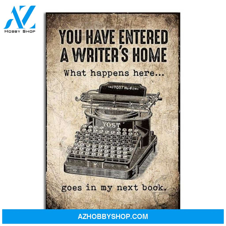 Custom Canvas You Have Entered A Writer's Home Vertical , Writing , Gift for Writers, Patent Print of a Typewriter, Patent Art Print