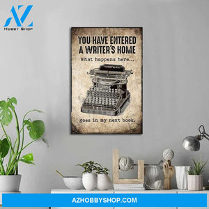 Custom Canvas You Have Entered A Writer's Home Vertical , Writing , Gift for Writers, Patent Print of a Typewriter, Patent Art Print