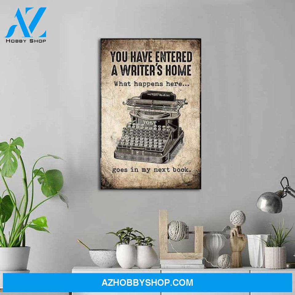 Custom Canvas You Have Entered A Writer's Home Vertical , Writing , Gift for Writers, Patent Print of a Typewriter, Patent Art Print