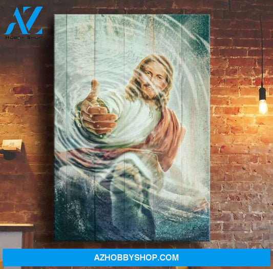 Custom CanvasJesus take his hand through the water canvas, my light in the darkness