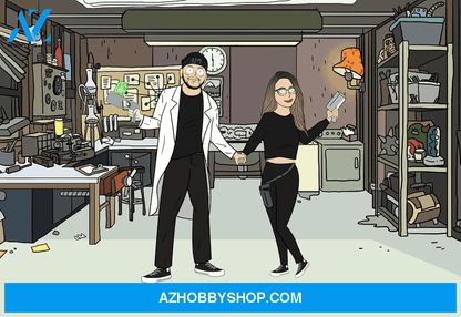 Custom Cartoon Portrait Landscape Canvas, Personalized Anniversary Family Gifts