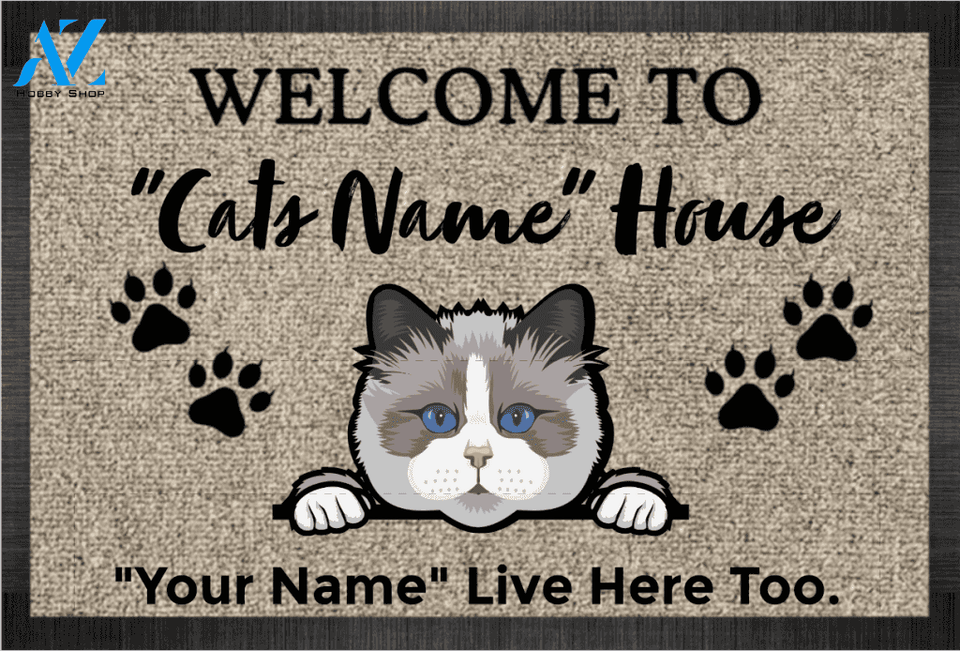 Custom Cartoon Welcome to Cats House Doormat | Welcome Mat | House Warming Gift