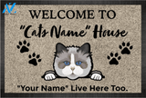 Custom Cartoon Welcome to Cats House Doormat | Welcome Mat | House Warming Gift