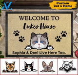 Custom Cartoon Welcome to Cats House Doormat | Welcome Mat | House Warming Gift