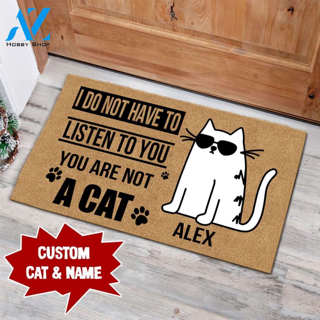 CUSTOM CAT AND NAME NTP-DTP0002 | Welcome Mat | House Warming Gift