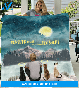 Custom Cat Blanket - Personalized Father's day gift for Cat lovers - Dad & Upto 3 Cats Fleece Blanket - I love you to the moon and back