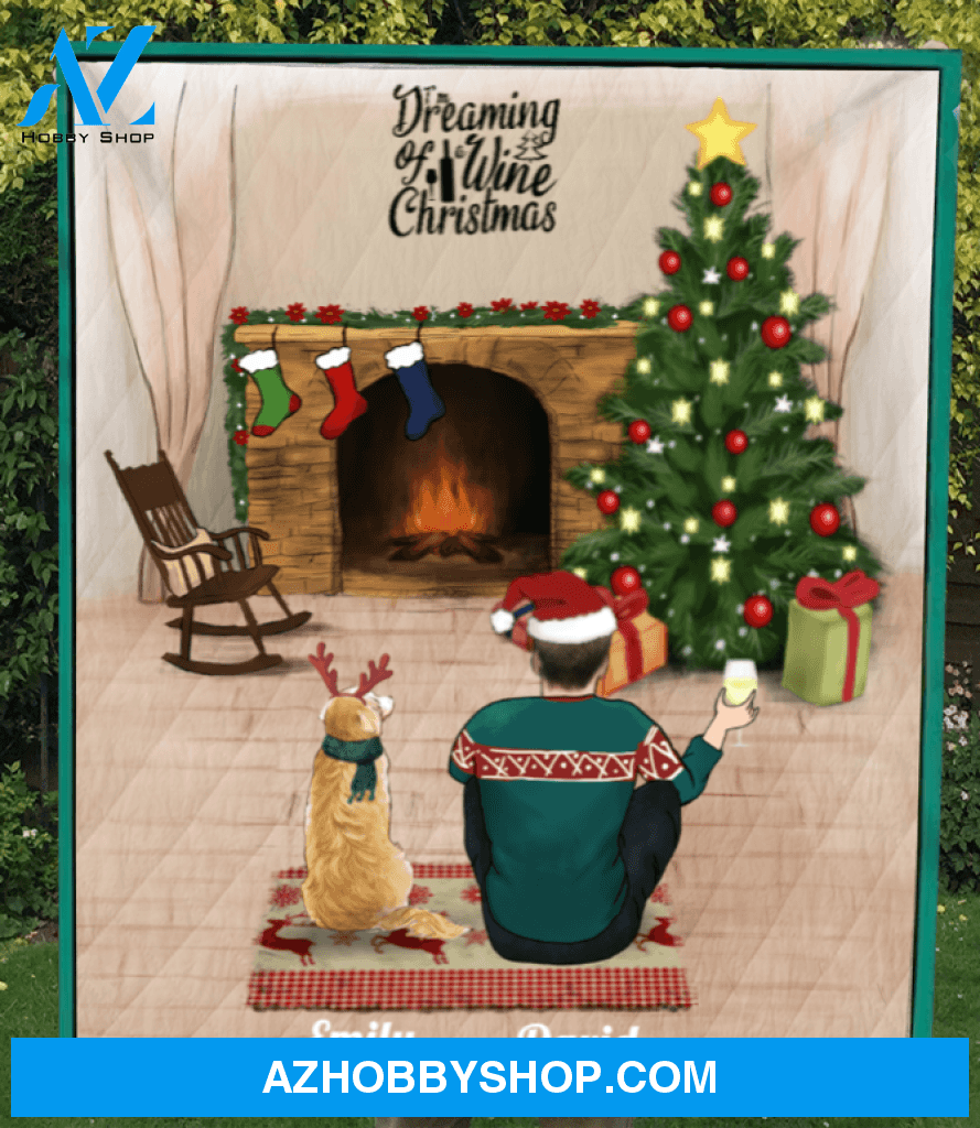 Custom Cat Dog & Owner Blanket, Gift Idea For Cat Dog Dad, Cat Dog Lovers - Personalized Man & 1 Pet Christmas Quilt Blanket - Merry Christmas