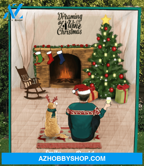 Custom Cat Dog & Owner Blanket, Gift Idea For Cat Dog Dad, Cat Dog Lovers - Personalized Man & 1 Pet Christmas Quilt Blanket - Merry Christmas