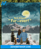 Custom cat dog & owners blanket - Best personalized gift for couple & cat dog lovers, cat dog dad mom - Couple & 5 Pets Fleece Blanket