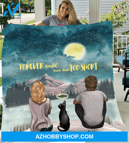 Custom cat & owners blanket - Best personalized gift for couple & cat lovers, cat dad cat mom - Couple & up to 2 Cats Fleece Blanket