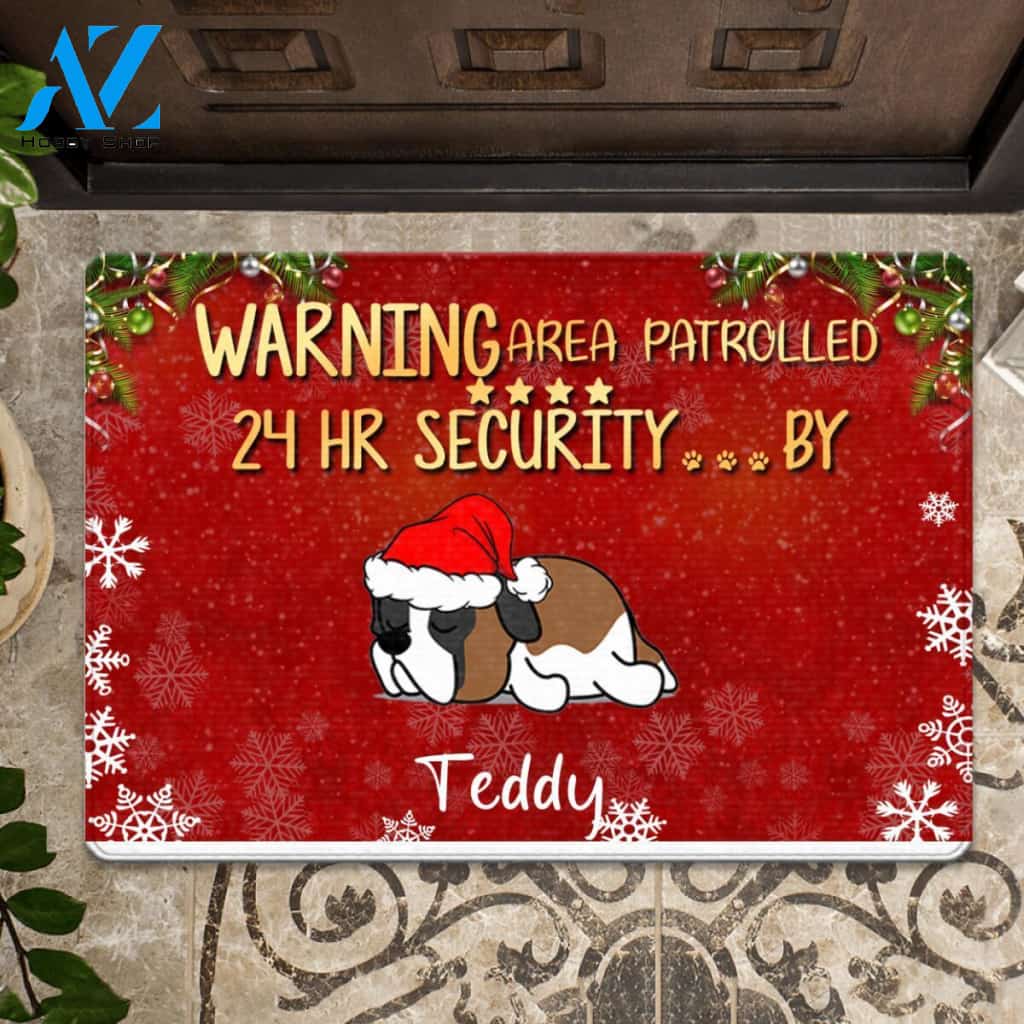 Custom Christmas Doormat All guests must be approved by the dog | Welcome Mat | House Warming Gift