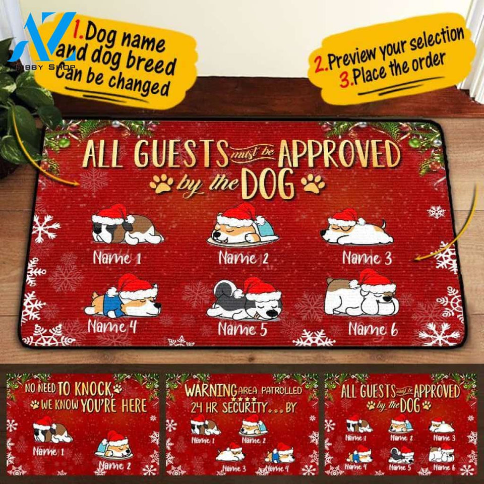 Custom Christmas Doormat All guests must be approved by the dog | Welcome Mat | House Warming Gift