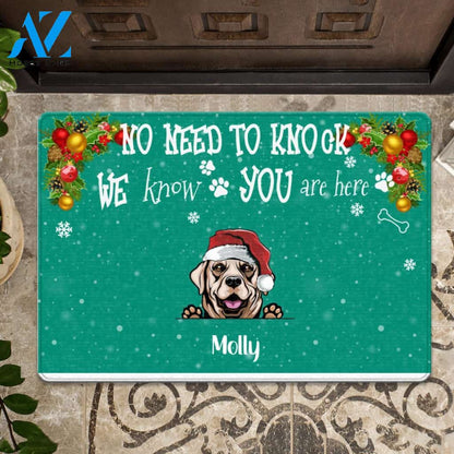 Custom Christmas Doormat No need to knock We know you are here | Welcome Mat | House Warming Gift