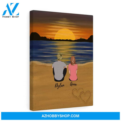 Custom Couple at the Sunset Beach Premium Canvas