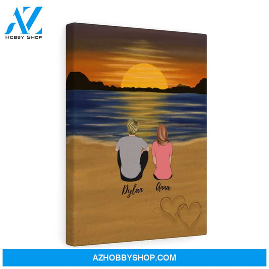 Custom Couple at the Sunset Beach Premium Canvas