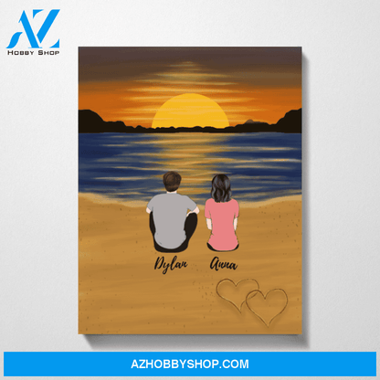 Custom Couple at the Sunset Beach Premium Canvas