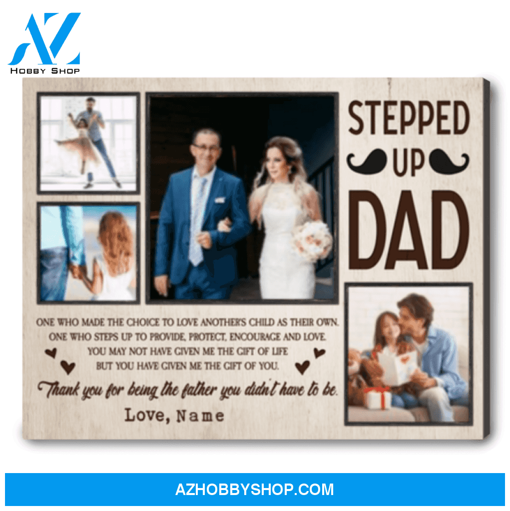 Custom Dad Canvas Happy Father's Day Best Step Dad Gift Custom Step Dad Birthday Canvas Print