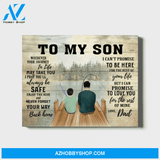 Custom Dad To Son Landscape Canvas Personalized Gift for Fishing Lovers