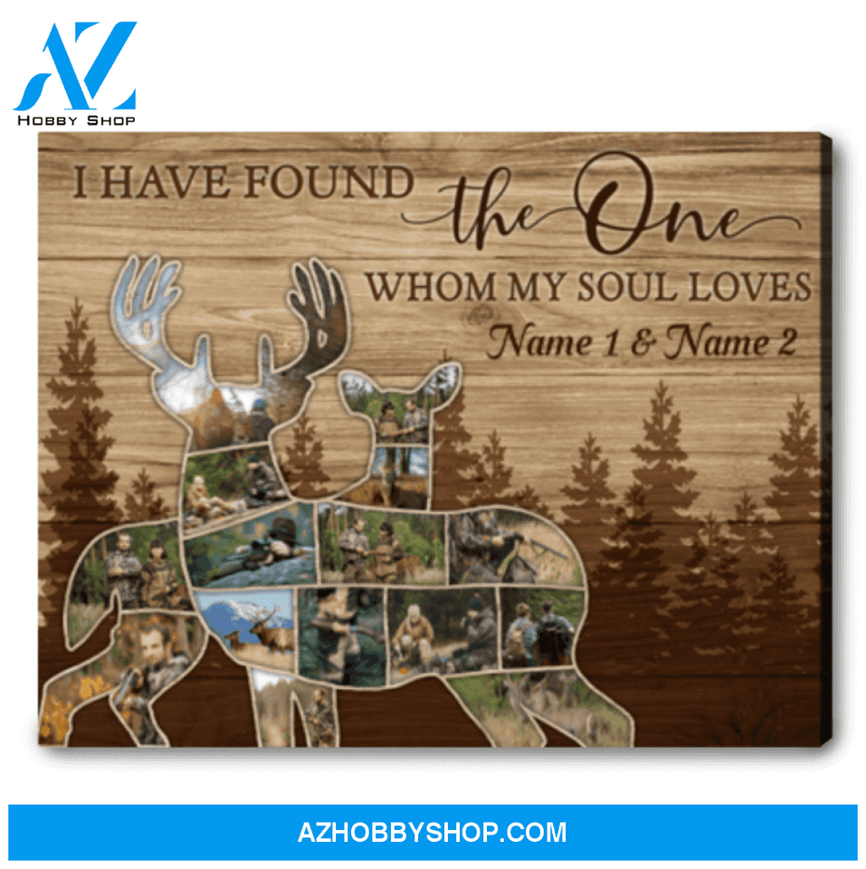 Custom Deer Hunting Wall Art Personalized Buck And Doe Photo Collage Canvas Print