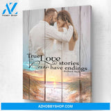 Custom Design - a True Love Story Never Ends Personalized Photo Memorial Canvas, Canvas Wall Art Gift for Family
