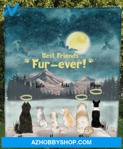 Custom Dog Blanket, Gift Idea For Dog Owners, Dog Dad Mom - Upto 6 Dogs Personalized Fleece Blanket - Best Friends Fur-ever!