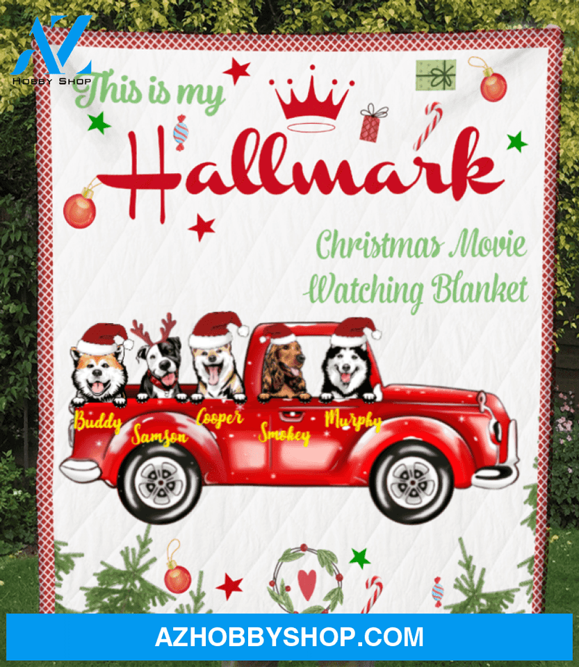 Custom Dog Blanket - 5 Dogs In The Car - Personalized Dog Quilt Blanket Christmas Gifts For Dog Lovers