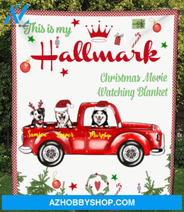 Custom Dog Blanket - 3 Dogs In The Car - Personalized Dog Fleece Blanket Christmas Gifts For Dog Lovers