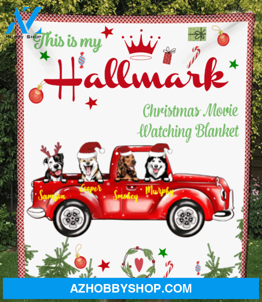 Custom Dog Blanket - 4 Dogs In The Car - Personalized Dog Fleece Blanket Christmas Gifts For Dog Lovers