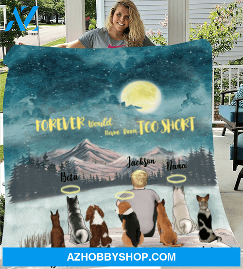 Custom Dog Dad Blanket - Personalized Father's Day Gift For Dog Dads - Dad & 7 dogs fleece blanket - I love you to the moon and back