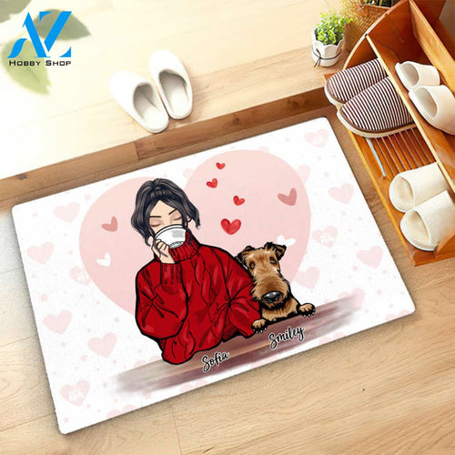 Custom Dog Mom Family Name Doormat, Personalized Housewarming Gift of Doormat