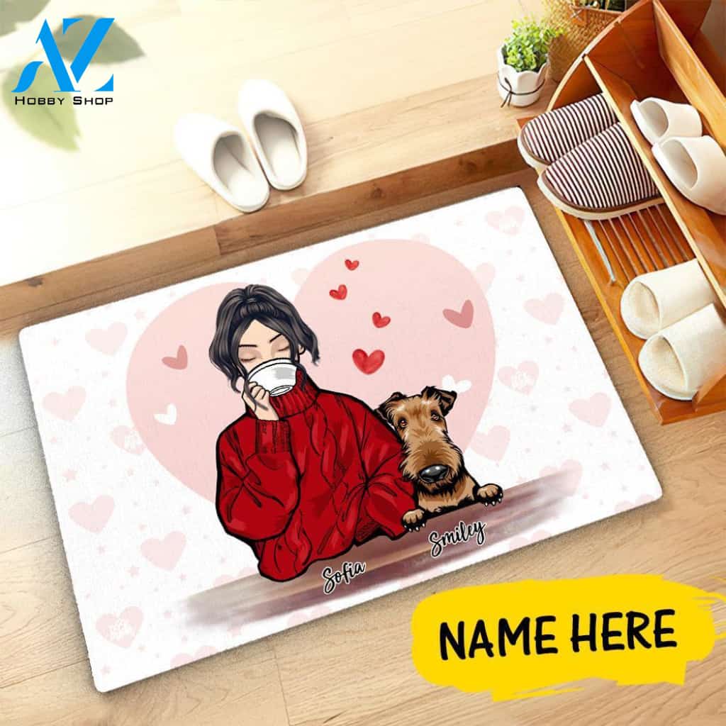 Custom Dog Mom Family Name Doormat, Personalized Housewarming Gift of Doormat