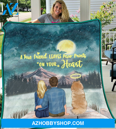 Custom dog & owners blanket - Best personalized gift for couple & dog lovers, dog dad mom - Couple & 1 Dog Quilt Blanket
