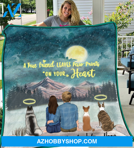 Custom dog & owners blanket - Best personalized gift for couple & dog lovers, dog dad mom - Couple & 3 Dogs Quilt Blanket