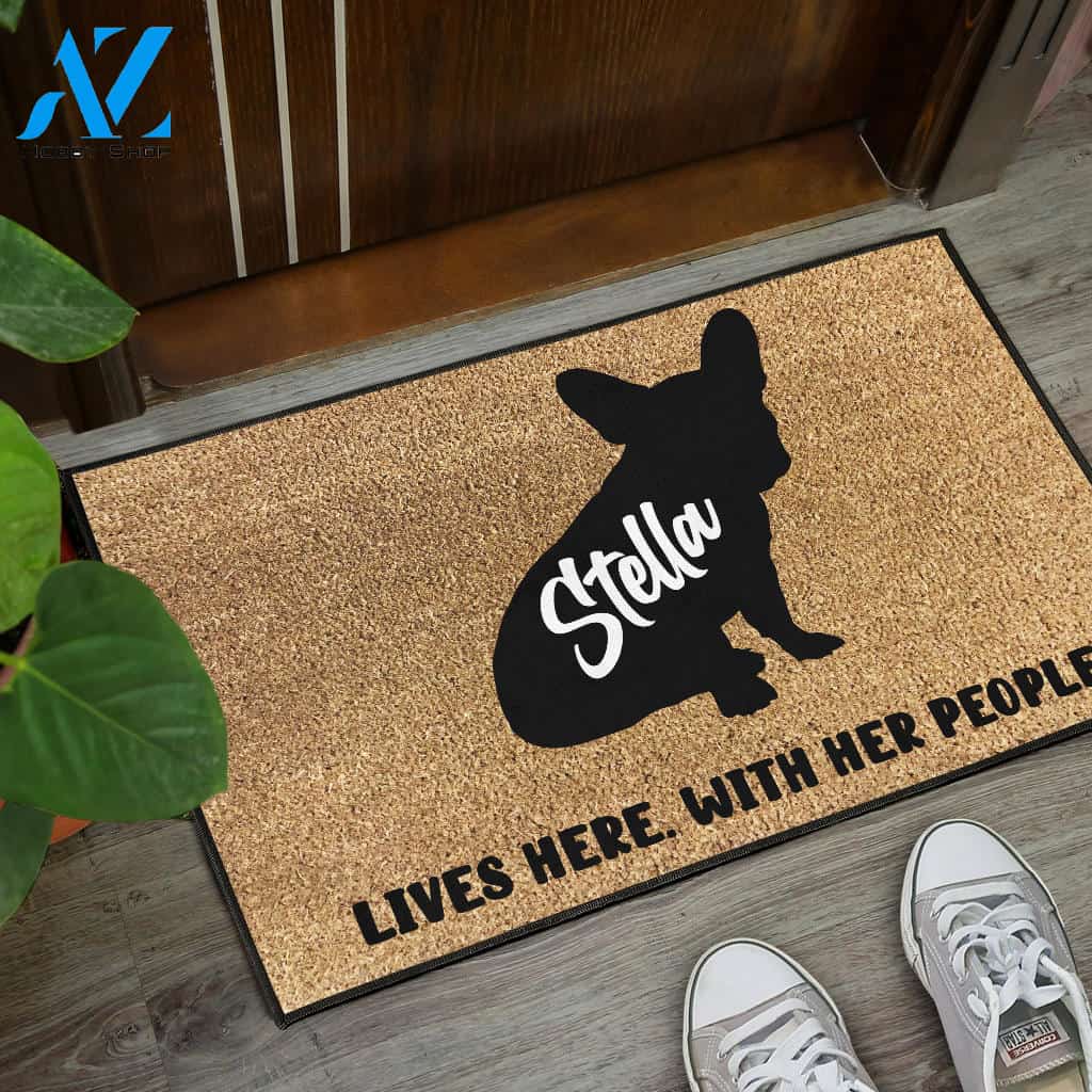 Custom Door Mat with Frenchie Name